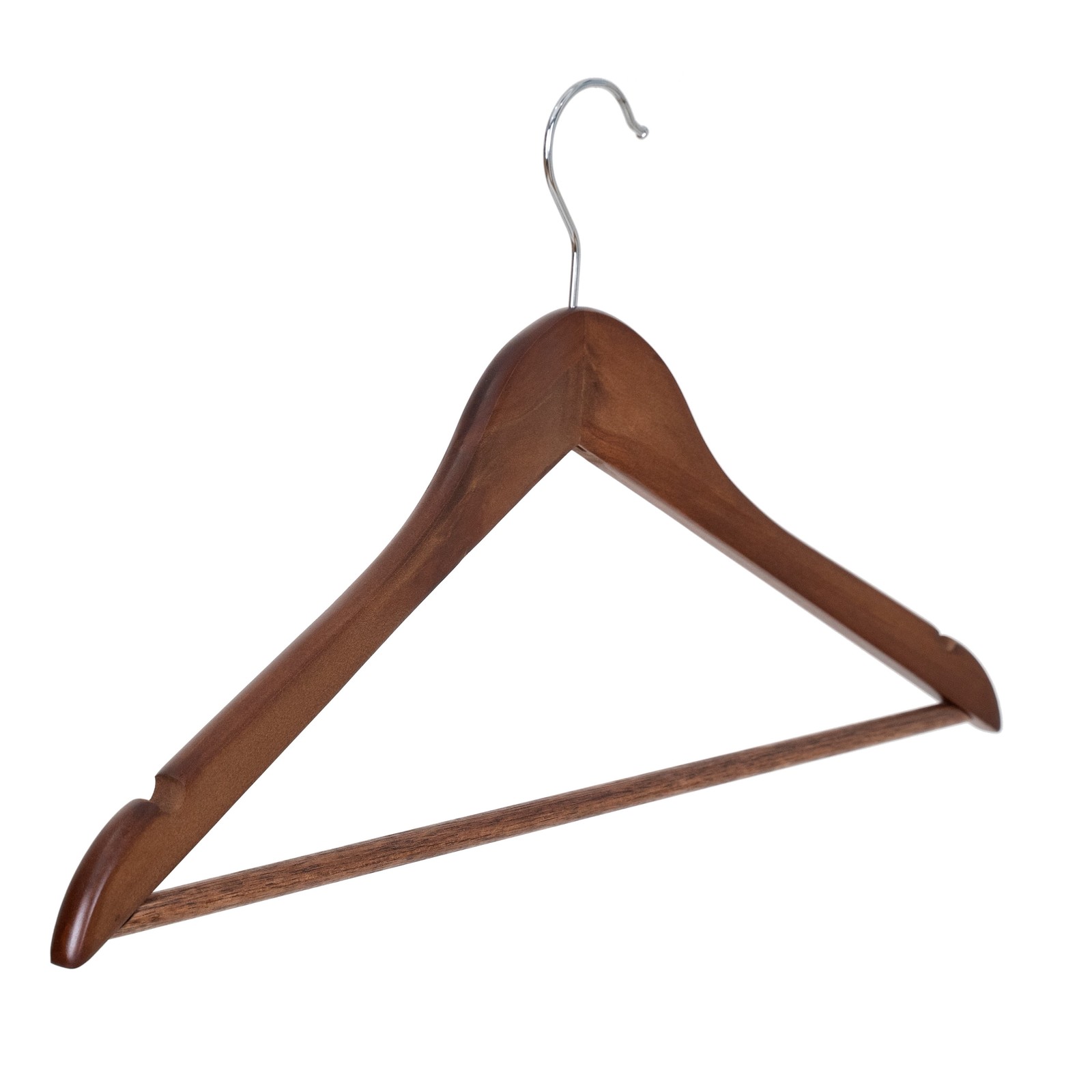 Better Homes & Gardens Wood Suit Hangers for Adult, 5 Pack, Walnut Finish