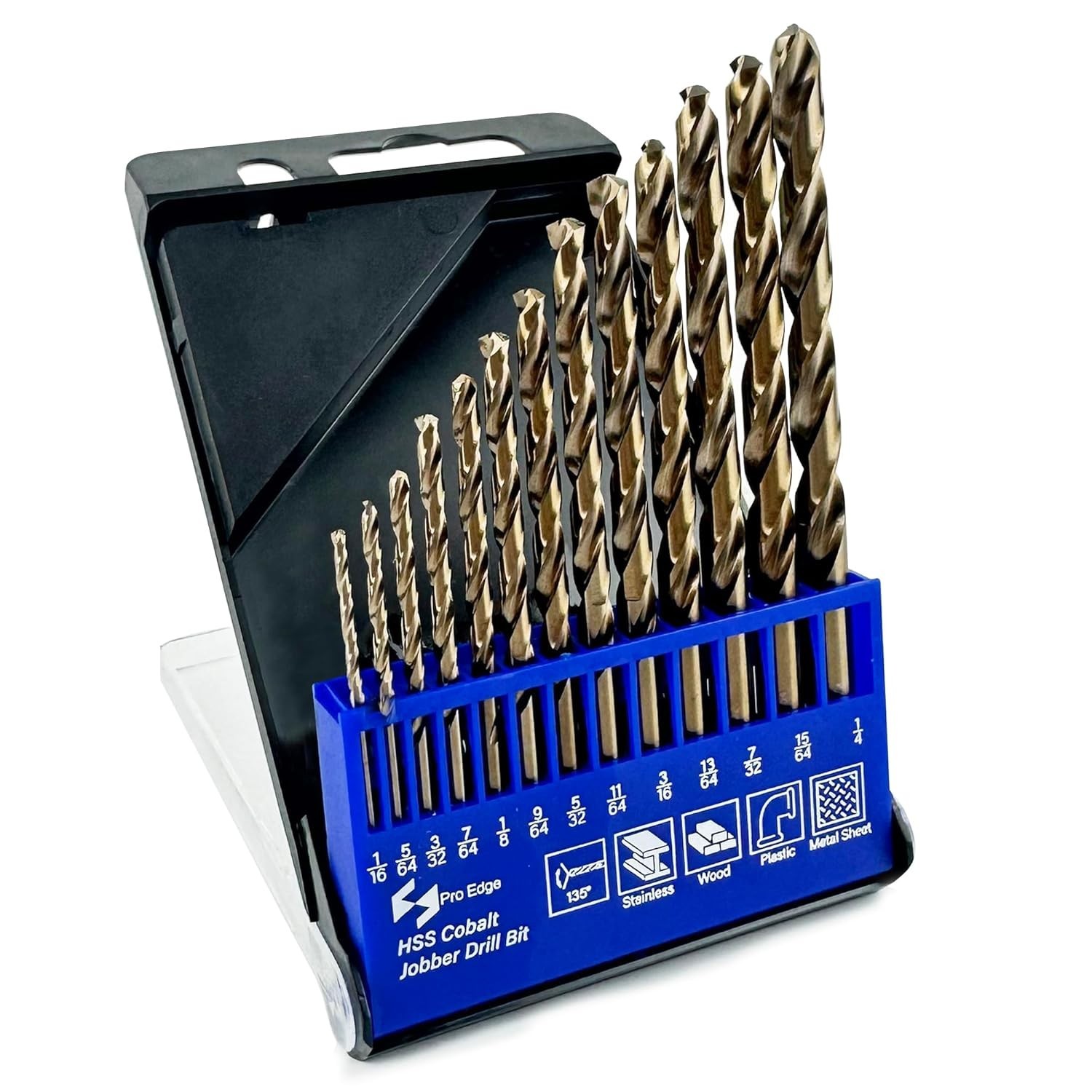 Cobalt Drill Bit Set, M35 High Speed Steel Drill Bits for Stainless Steel, Cast