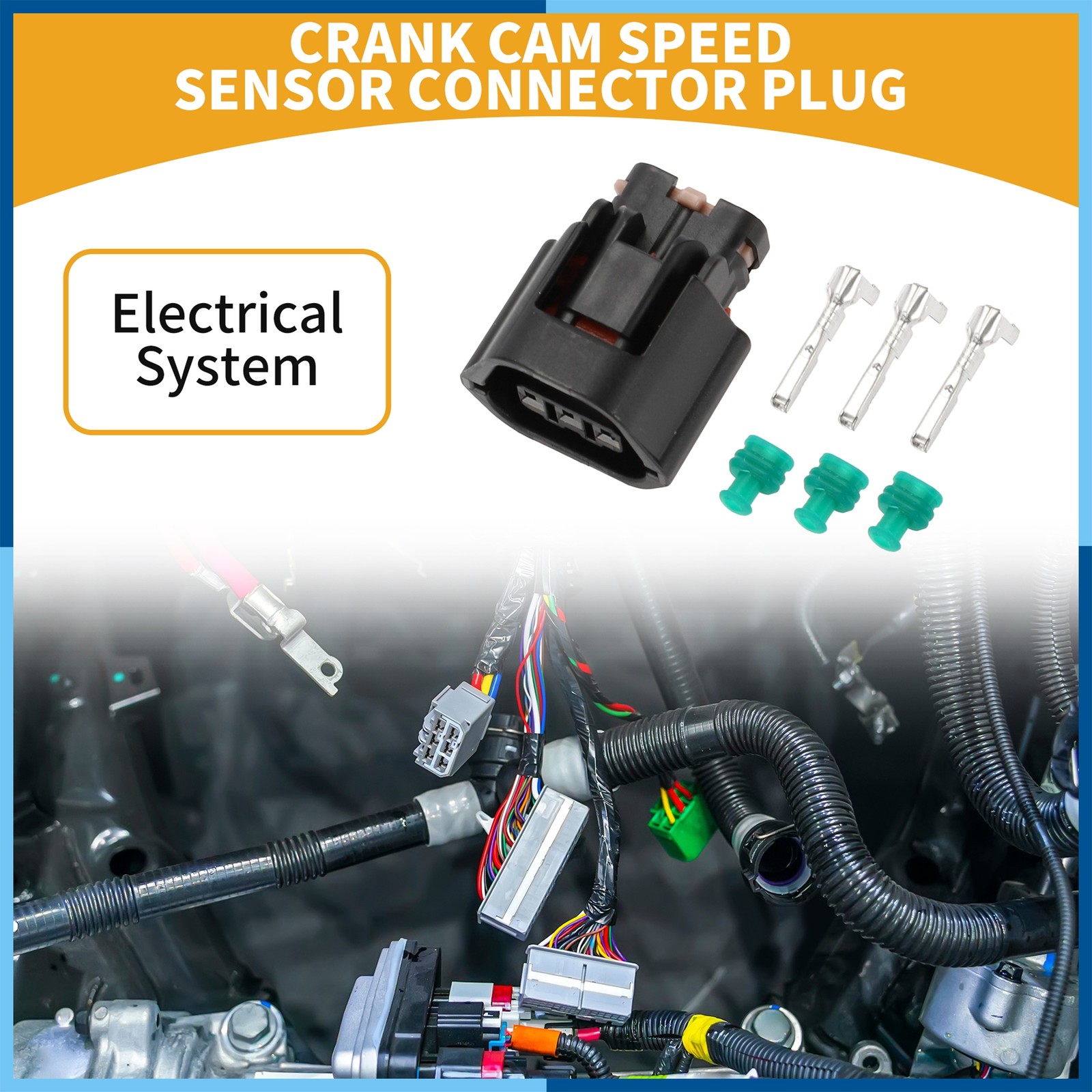 3Pin Crank Cam Speed Sensor Connector Plug for Mitsubishi Evo 1 Set