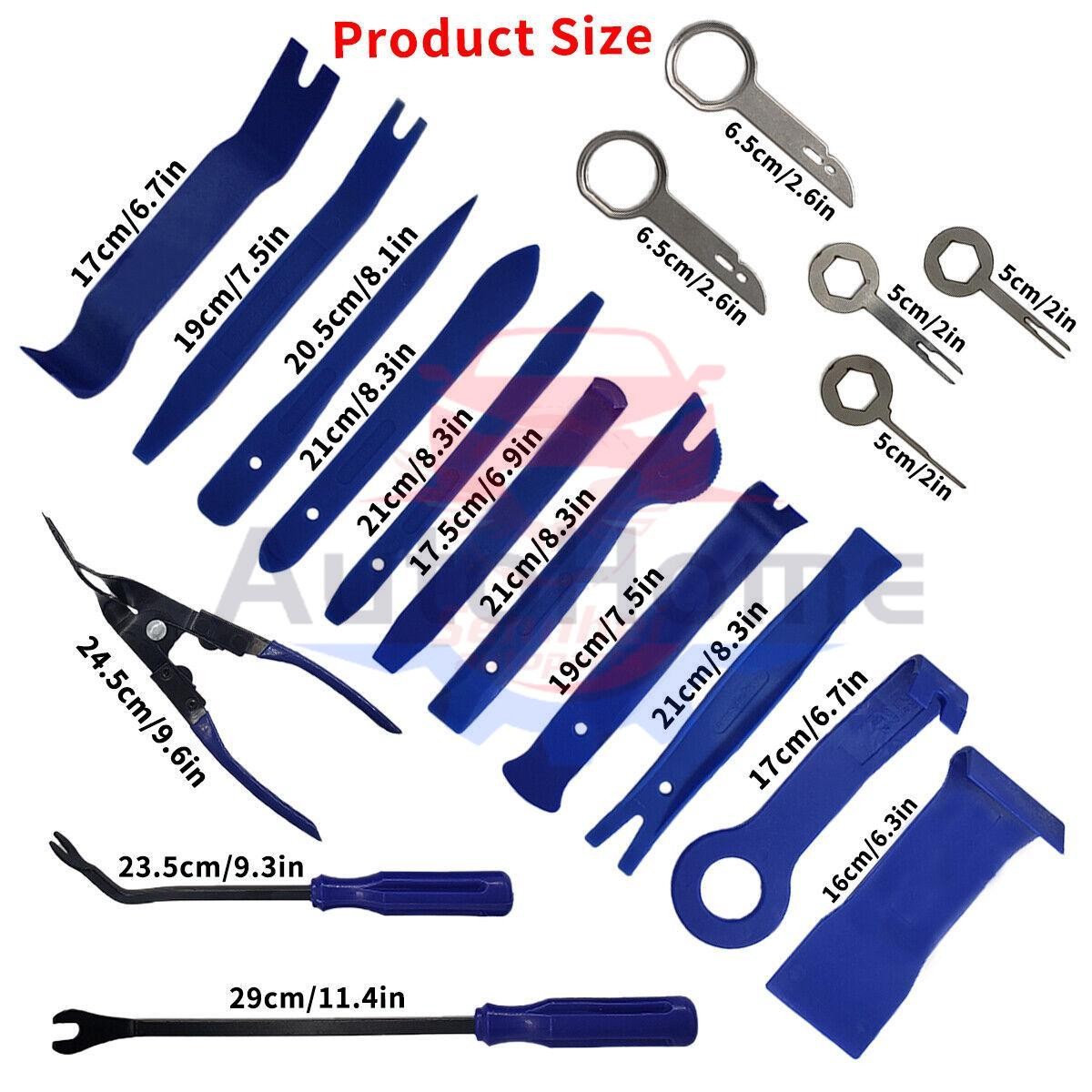 19pcs Car Trim Removal Tool Set Hand Tools Pry Bar Panel Door Interior Clip Kit