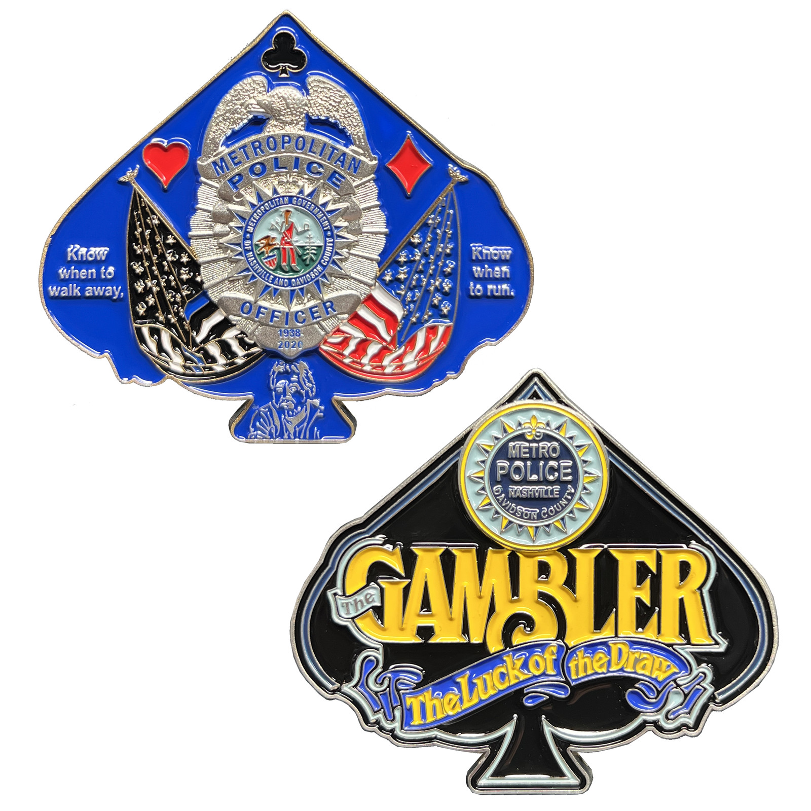 GL14-004 Metro Nashville Police Challenge Coin The Gambler Thin Blue Line