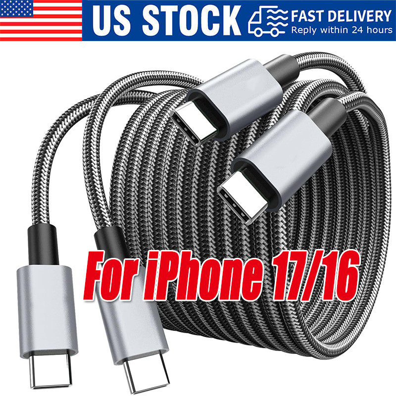 60W USB-C to USB-C Cable Fast Charger lot PD Nylon Cord iPhone 16 17 Pro Samsung