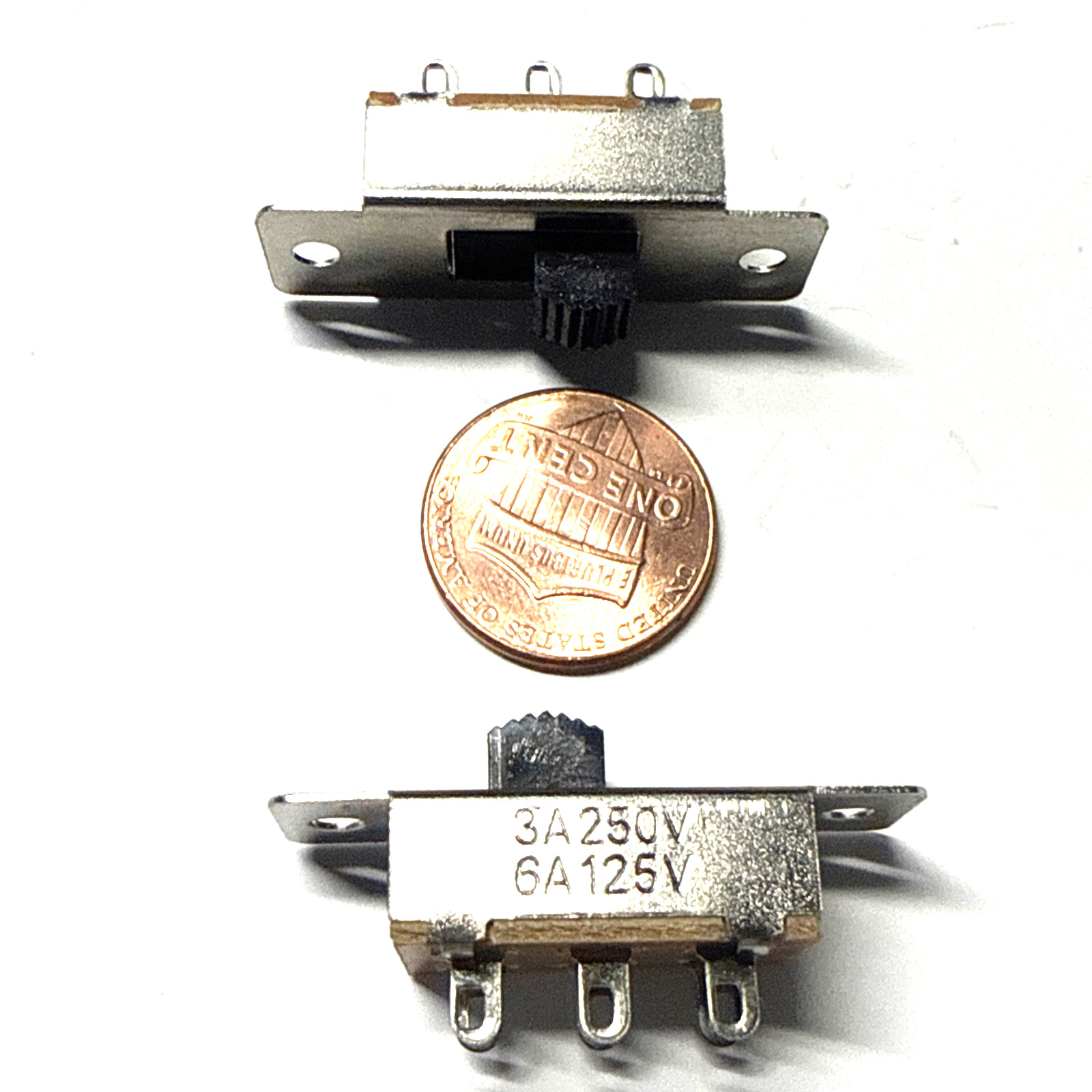 set of 2 Slide Switch 125VAC 6 Amp ~~250VAC  3A center off /on DPDT switch