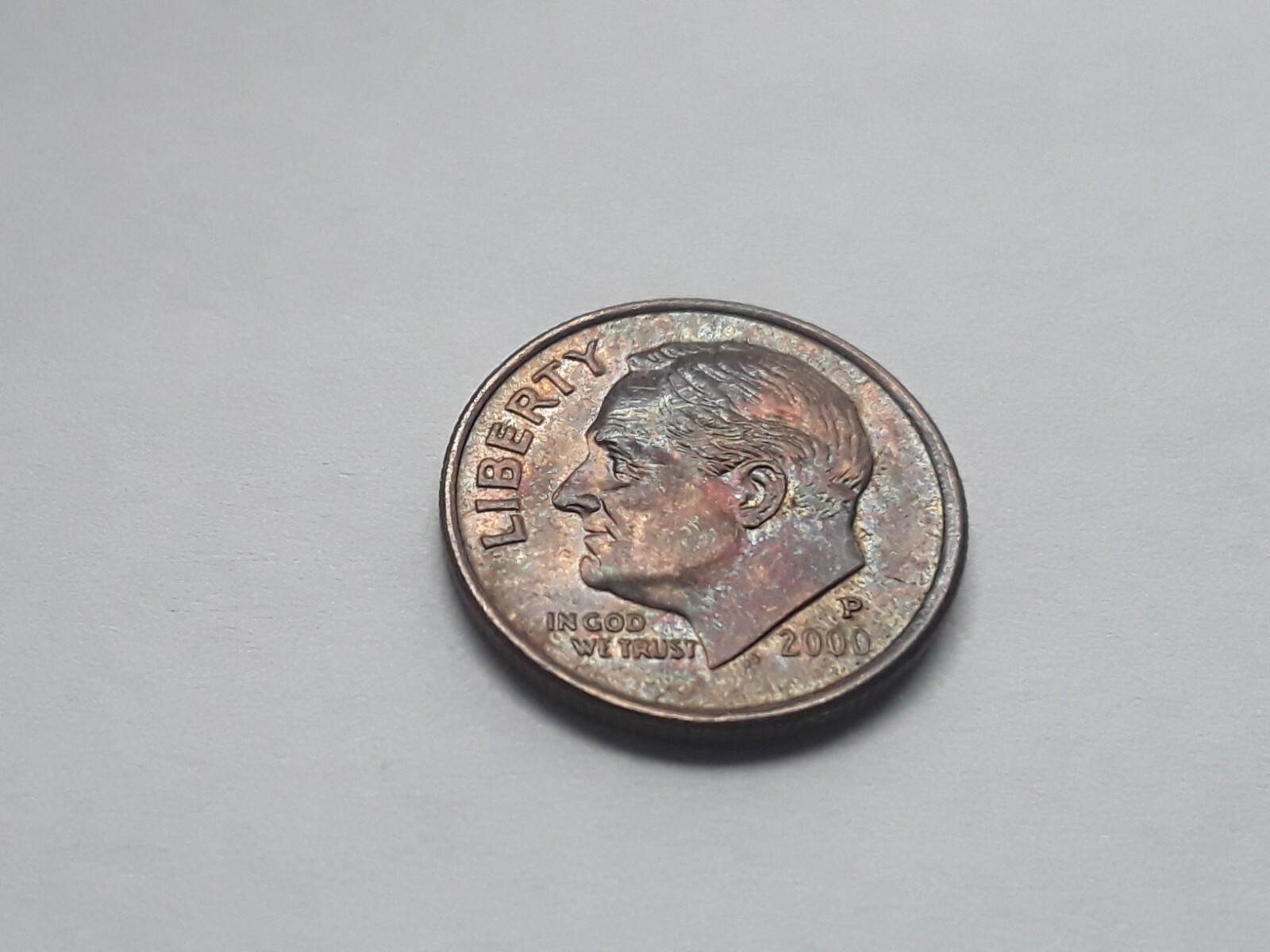 1966 P & 2000 P ROSSAVELT DIME TONING ON BOTH SIDES