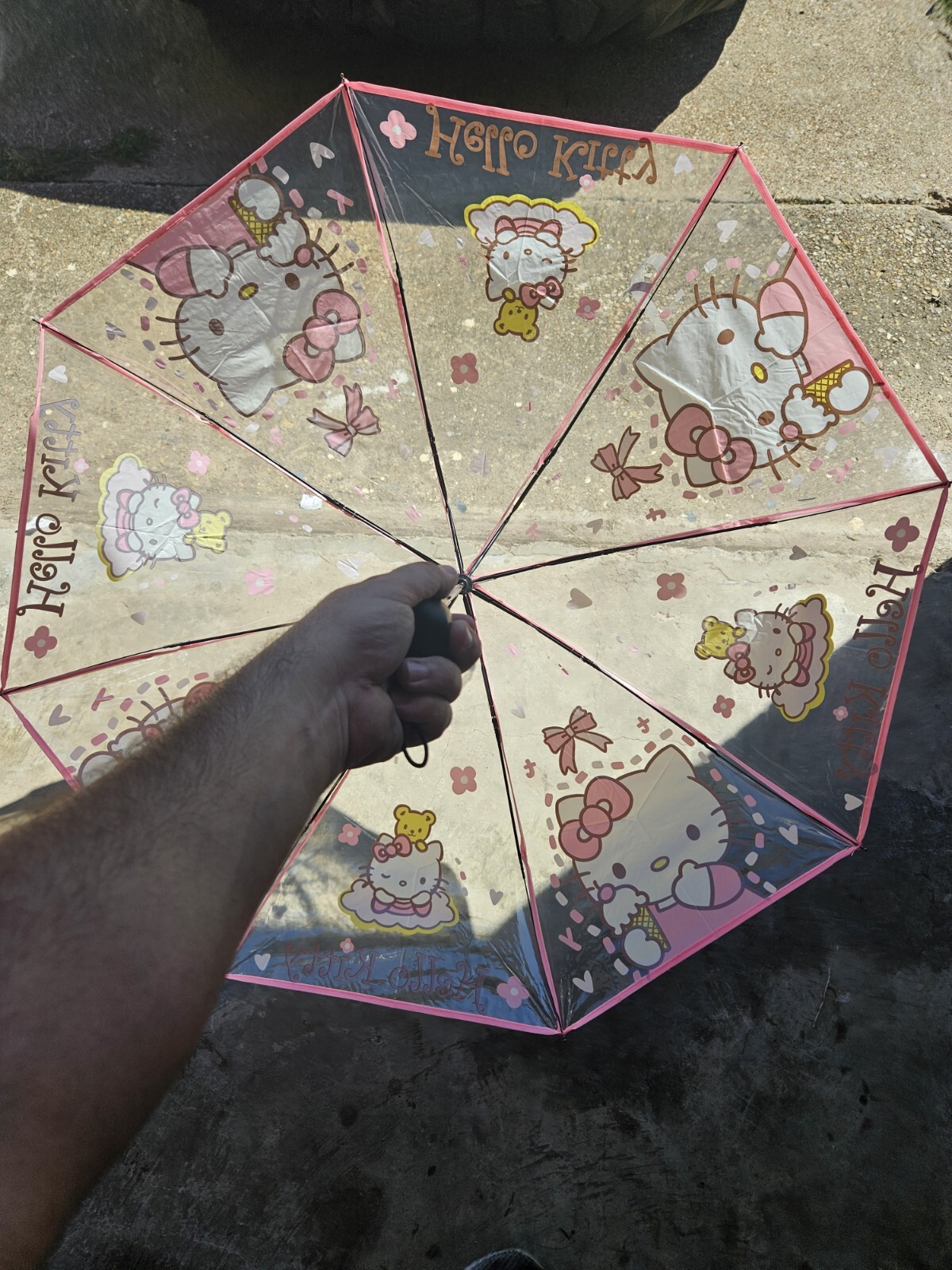 Hello Kitty Kids Umbrella Clear Pink With Handle