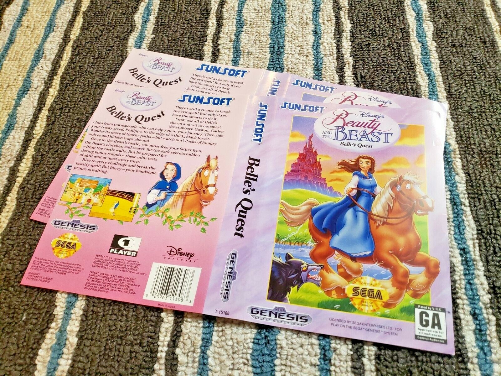 BOX ART ONLY Beauty and the Beast Belles Quest Original Sega Genesis Case Sleeve