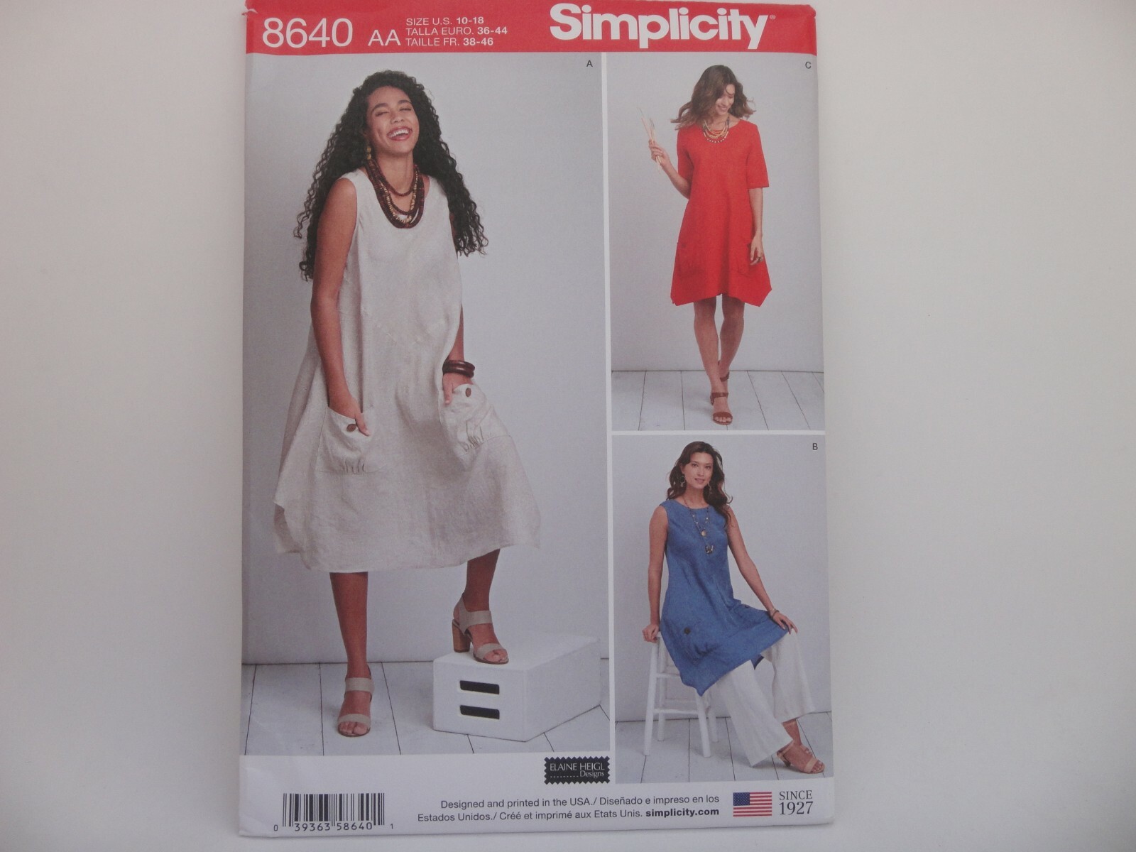 Simplicity 8640 Elaine Heigl Design Dress or Tunic Pattern Sz 10-18 or 20W-28W