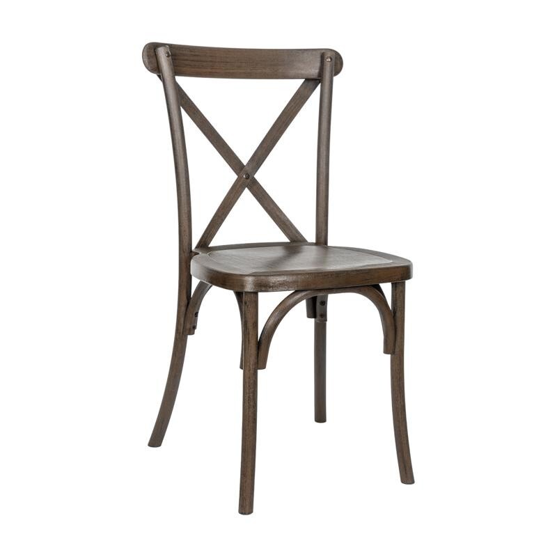 10 PACK Bistro Style Cross Back Restaurant Dining Chair in Resin Brown Finish