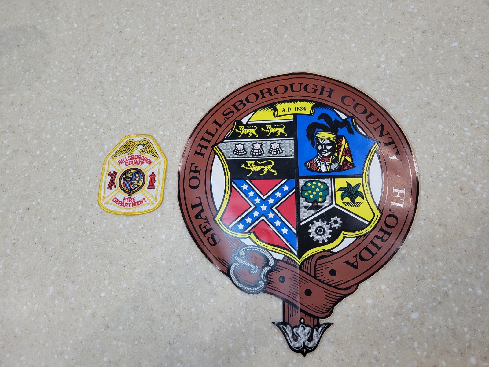 RARE Vintage Hillsborough County Fire Department Patch & Decal sticker logo SEAL