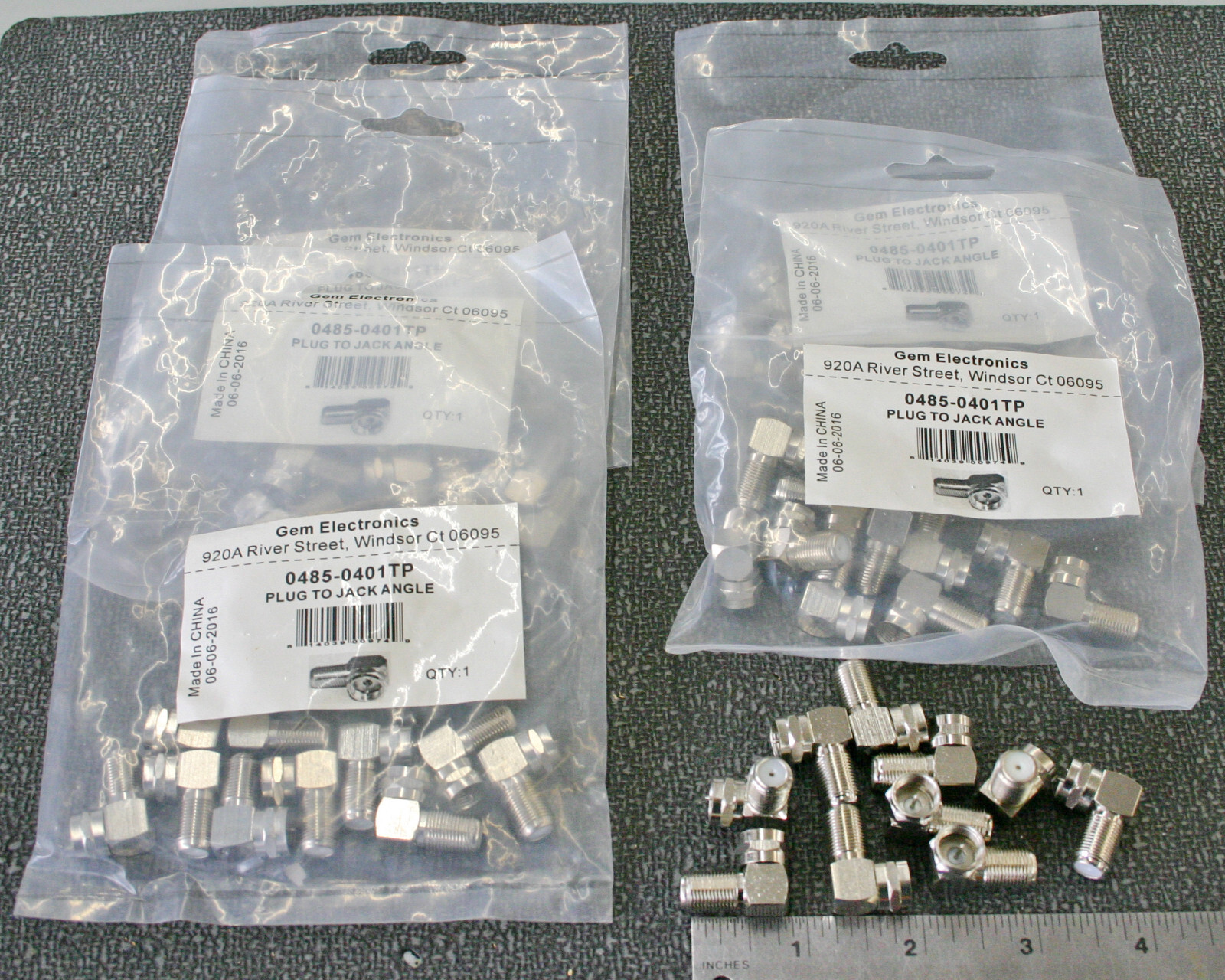 50 Pieces Right Angle 90 Degree F Male to Female Coaxial Cable Adapter New