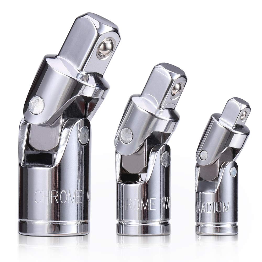3PCS Universal Joint Socket Set, Cr-V Steel Swivel Socket Adapter Set