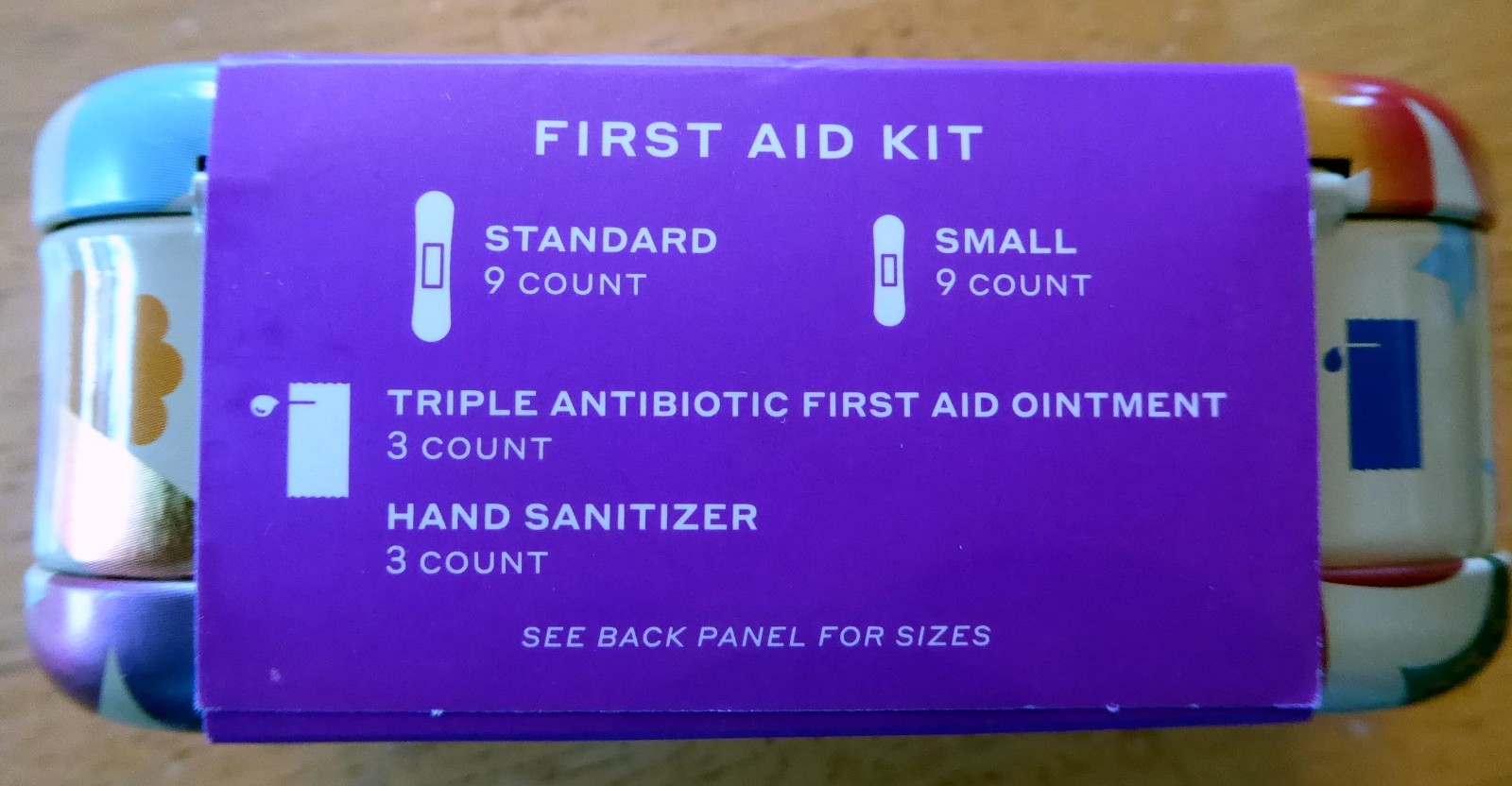 Welly ~ First Aid ~ 24ct. kit ~ bandages, ointment, sanitizer ~ sealed ~ fun tin
