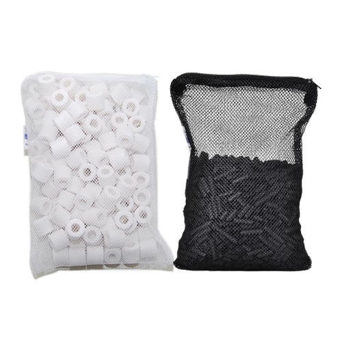Aquarium Filter 1lb Ceramic Rings & 1lb Activated Carbon Combo with Media Bag