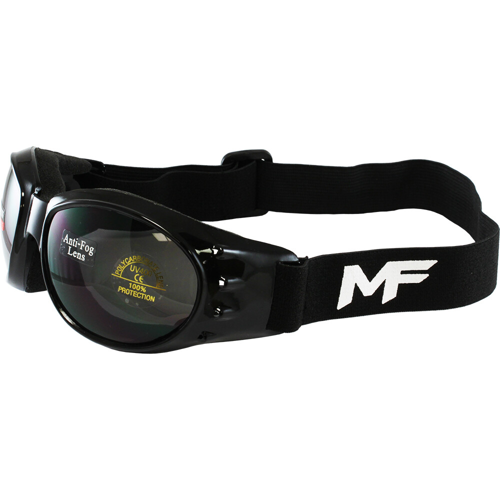 2 Moto MF Vulcan Padded Motorcycle Goggles Black Frames, Clear/Smoke Lens