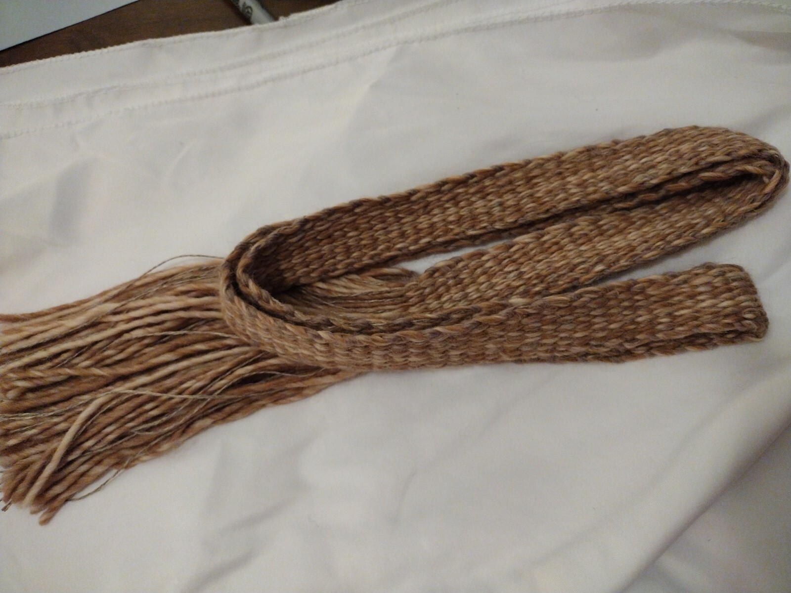 Item126: Powder Horn inkle strap Natural Baby Alpaca/Merino Wool 1 1/8" x 49.5"