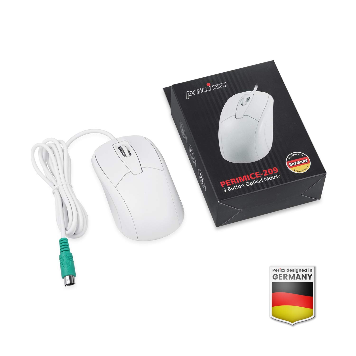 Perixx PERIMICE-209 P, Wired PS2 Optical Mouse with Scroll Wheel and 1000 DPI,