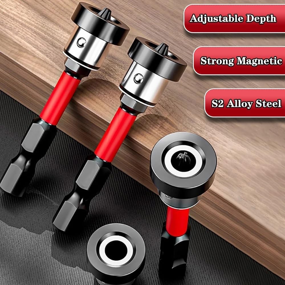 5pcs Drywall Screw Setter, Magnetic Positioning Screwdriver Bits PH2 Bits, 1/4"