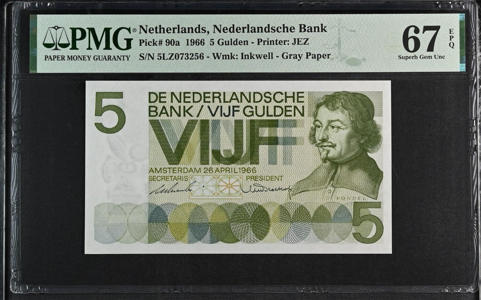 Netherlands, P90a, 1966, 5 Gulden, PMG67 EPQ