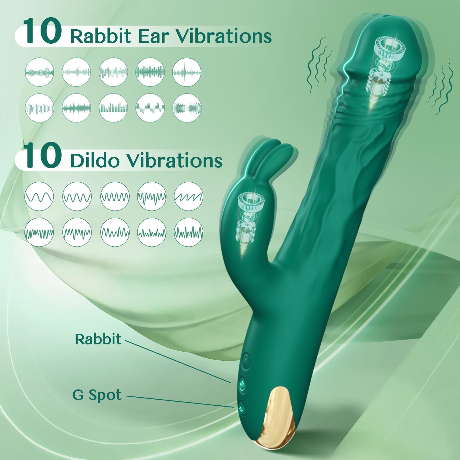Thrusting Vibrator Dildo Adult Sex Toy for Clitoral G Spot Stimulation, Reali...