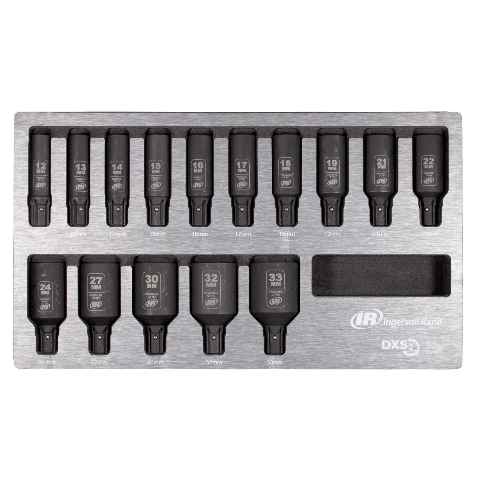 Ingersoll Rand DXSK2M15L DXS2 Drive Hex Deep Metric Impact Socket Set 15-Piece