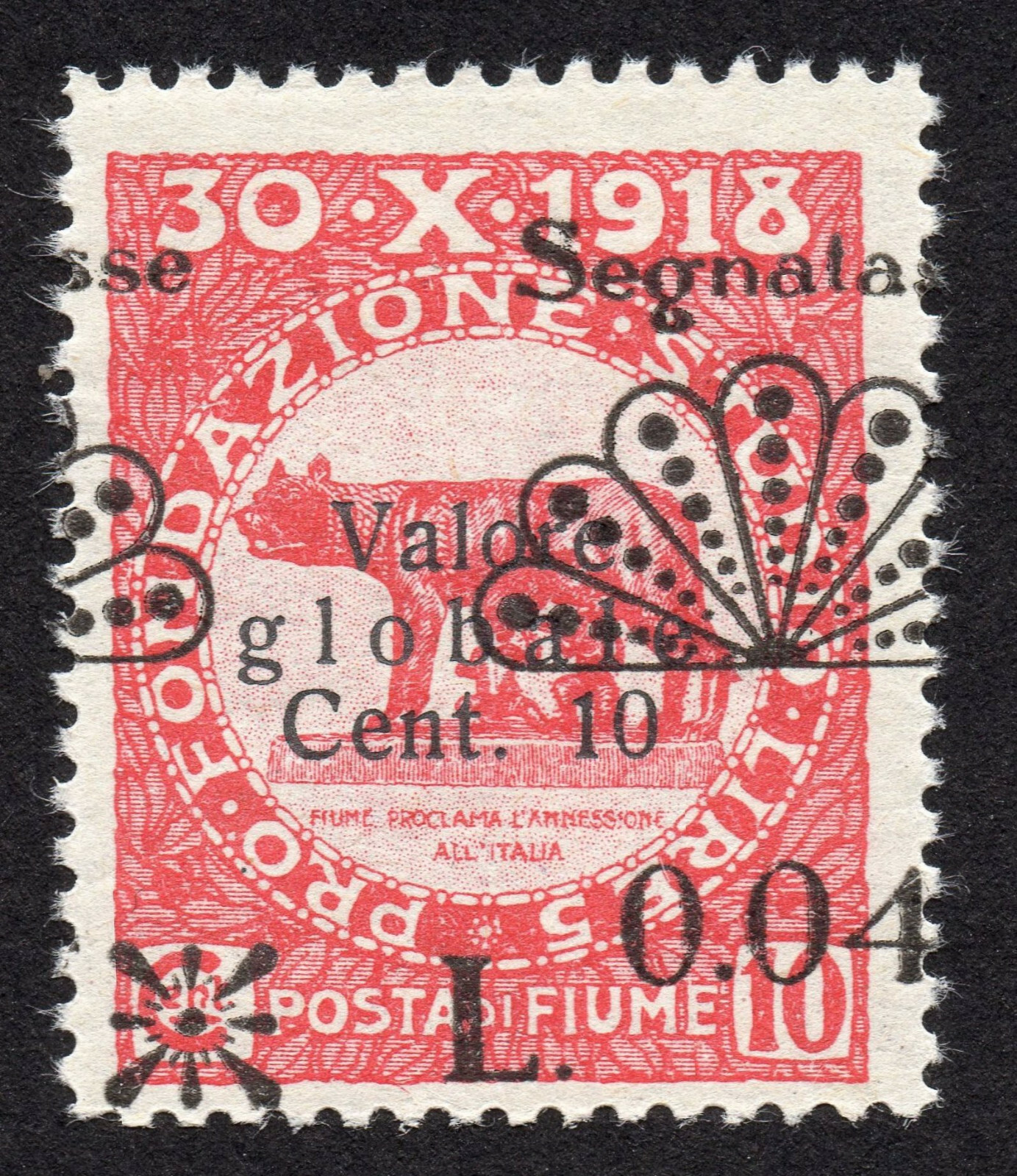 ✔️ FIUME 1921 0,04L/10c Segnatas. 16sba+za MNH** EXTREMELY RARE NOT RECORDED YET