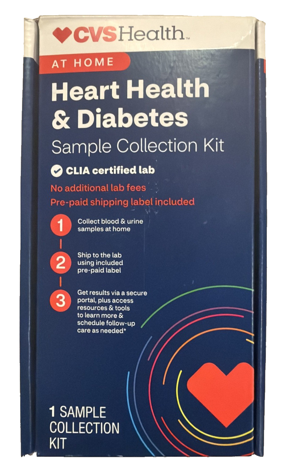 CVS Health Heart& Diabetes Home Test Kit No Lab Fees, Exp 5/27