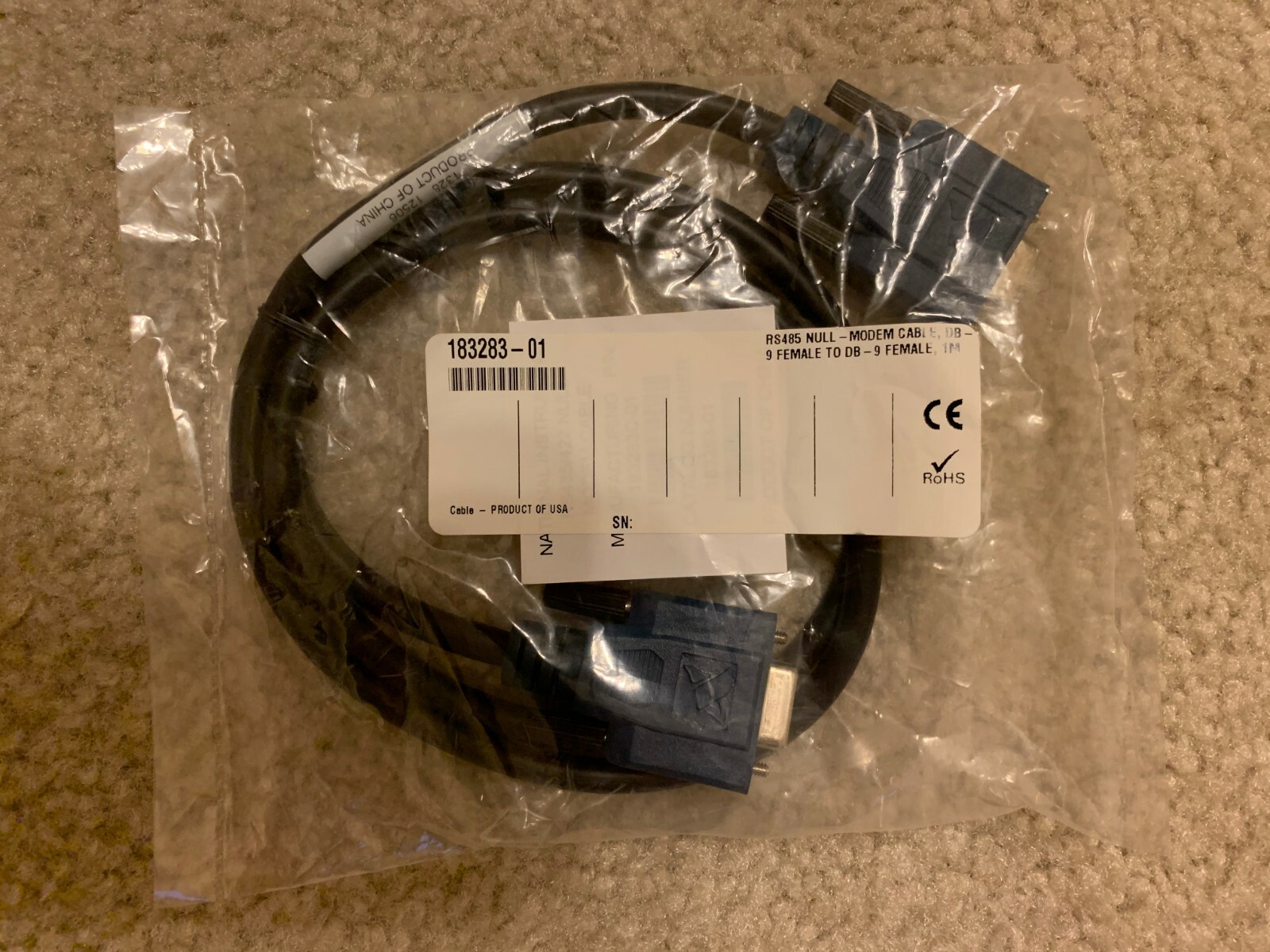 NI 183283C-01 RS485 Null-Modem Cable, DB-9 Female to DB-9 Fem. to DB-9 Fem - 1m