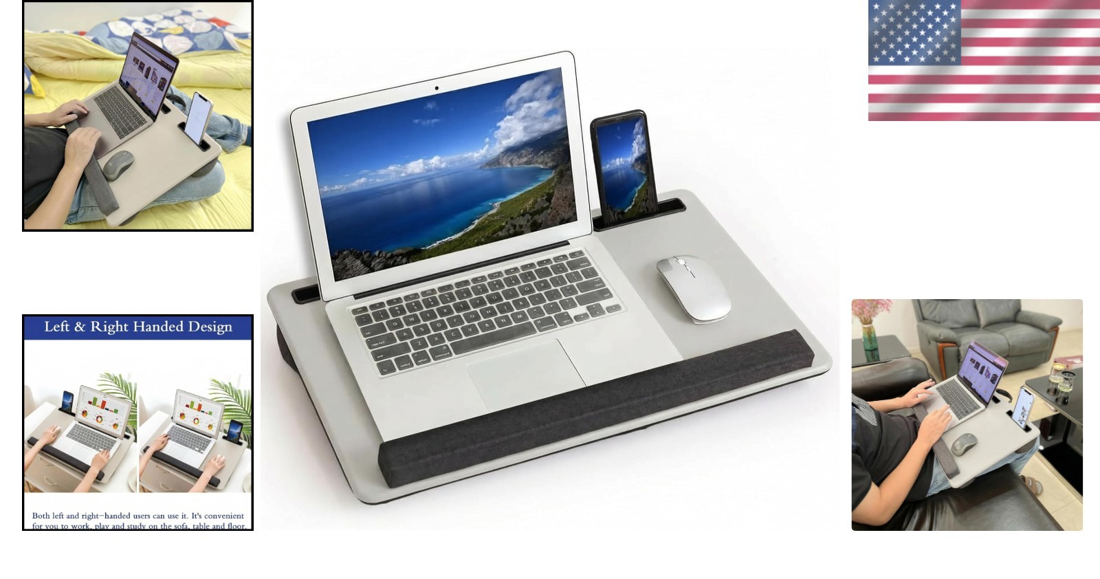 Ergonomic Lap Desk with Mouse Pad and Wrist Rest