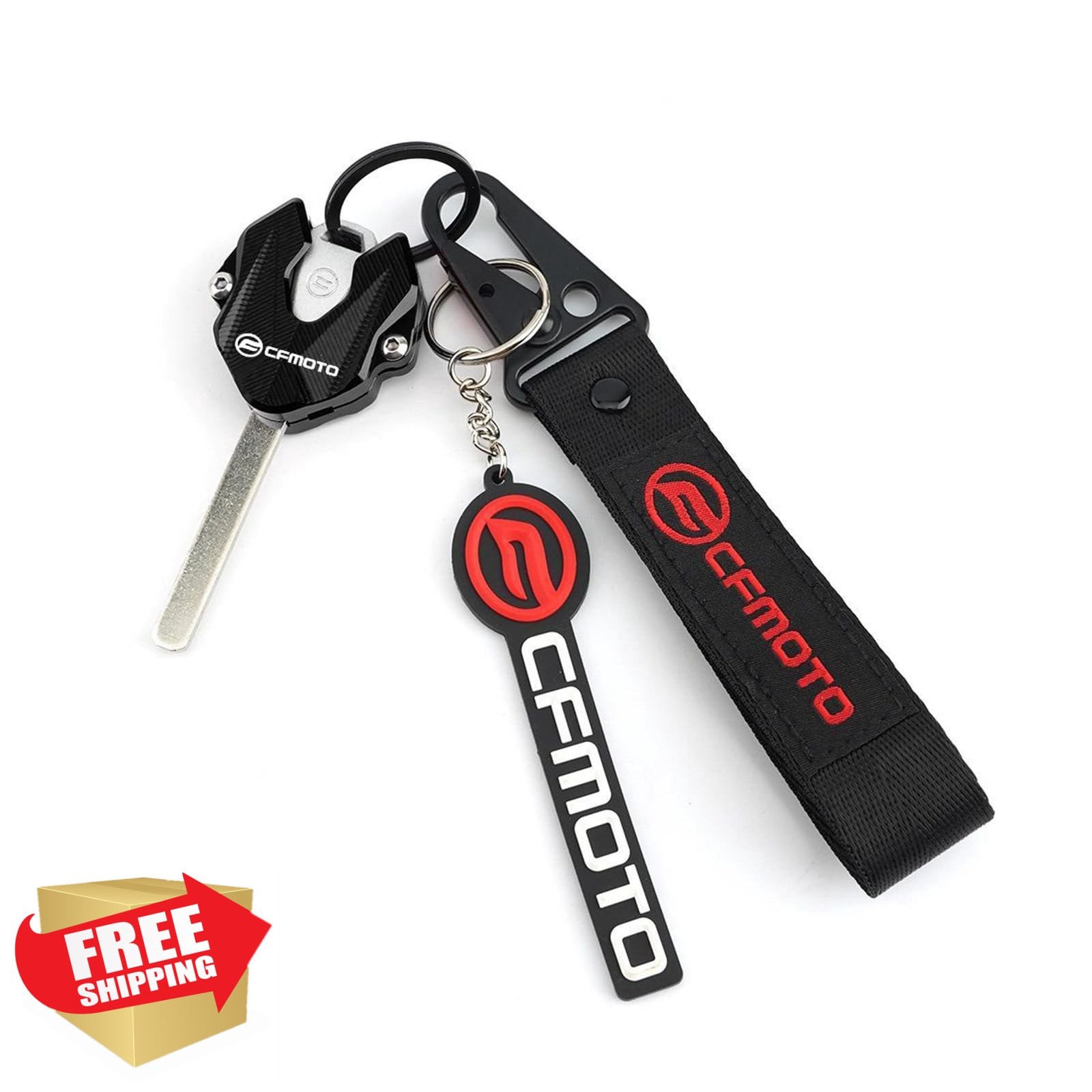 TT719 Key Chain CFMOTO Red Logo Black Shell