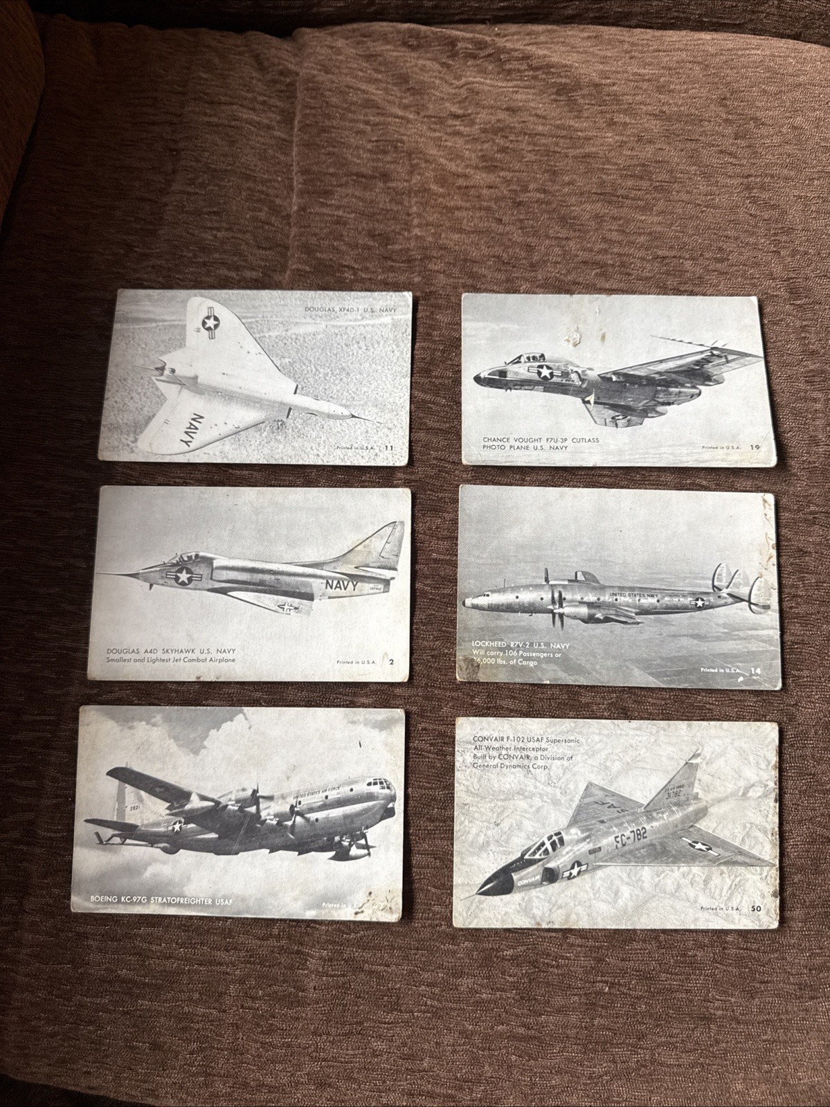 1950's Exhibit Military Aircraft - 6 Card Lot