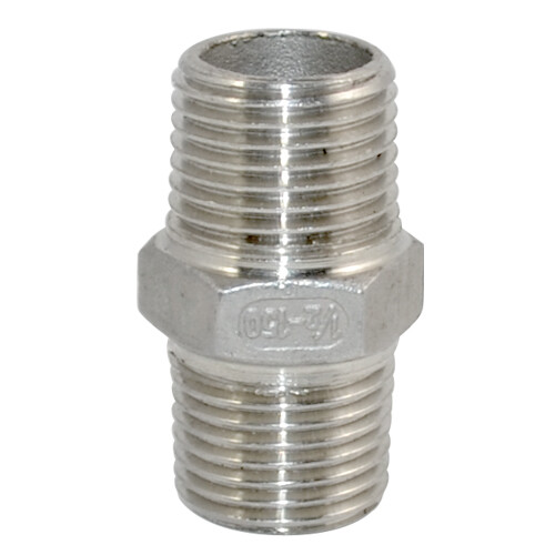 1/2" 1/2 in NPT Stainless Steel 304 Pipe Thread Male Hex Nipple Fitting Adapter