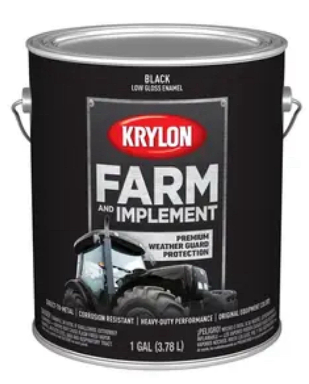(1 Gallon) Krylon Farm & Implement Paints BLACK LOW GLOSS ENAMEL UGLY CANS
