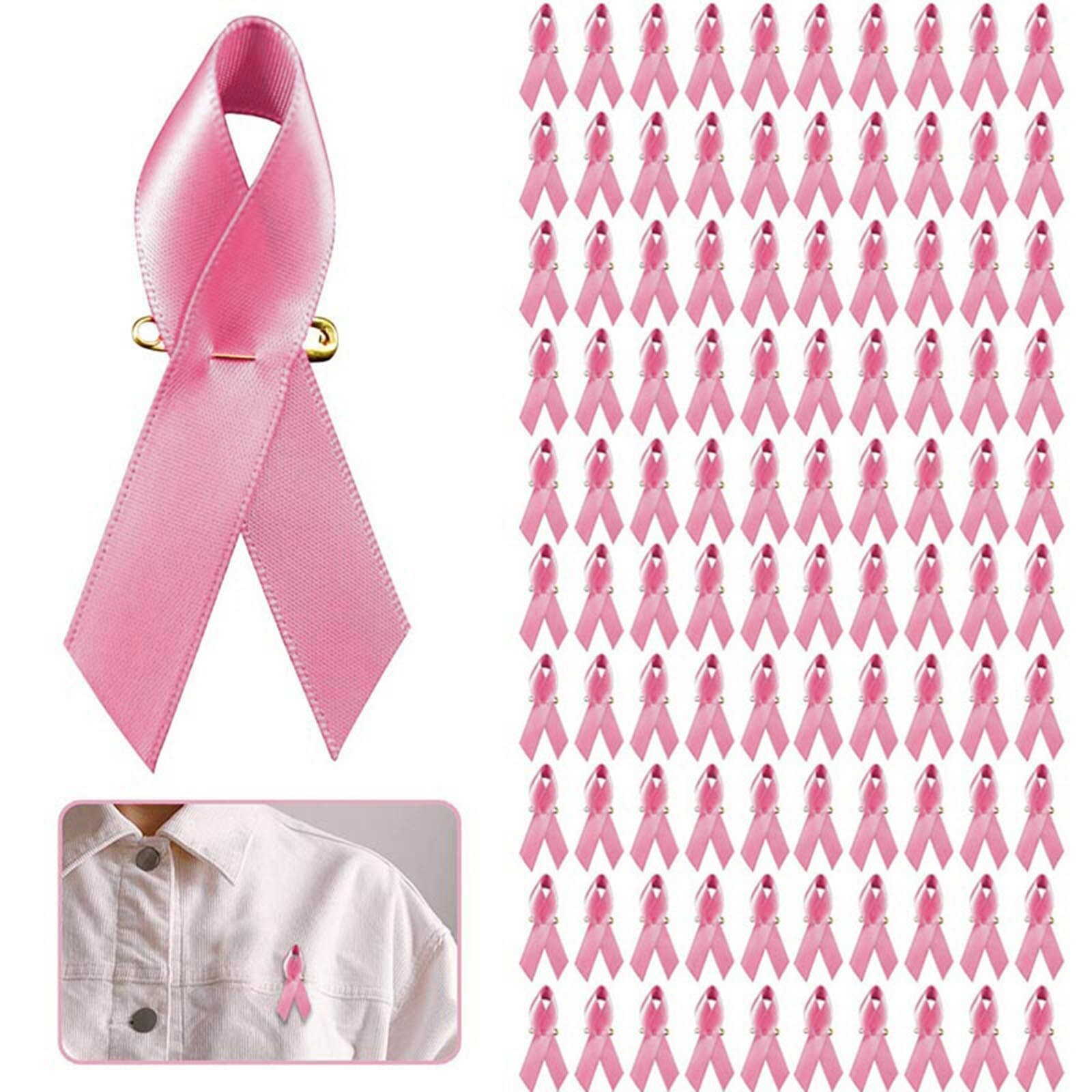 100pcs Breast Cancer Awareness Brooch Lapel Pins Pink Ribbon Lapel Pins Pink New