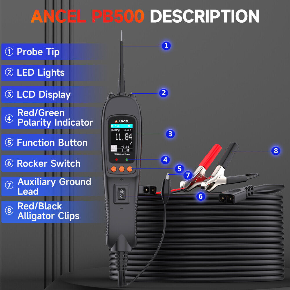 12V 24V Automotive Probe Circuit Tester Power Electrical System Diagnostic Tool