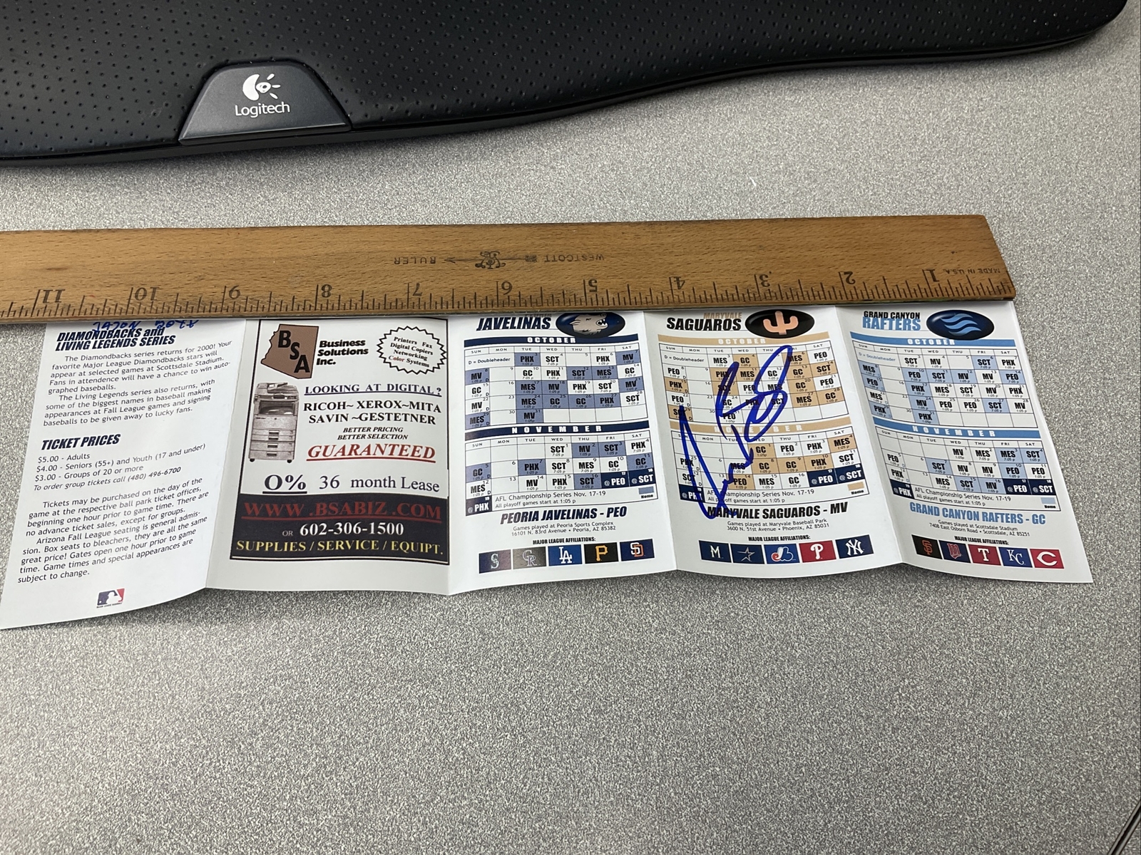 Signed 2000 Fall League Schedule Jason Boyd