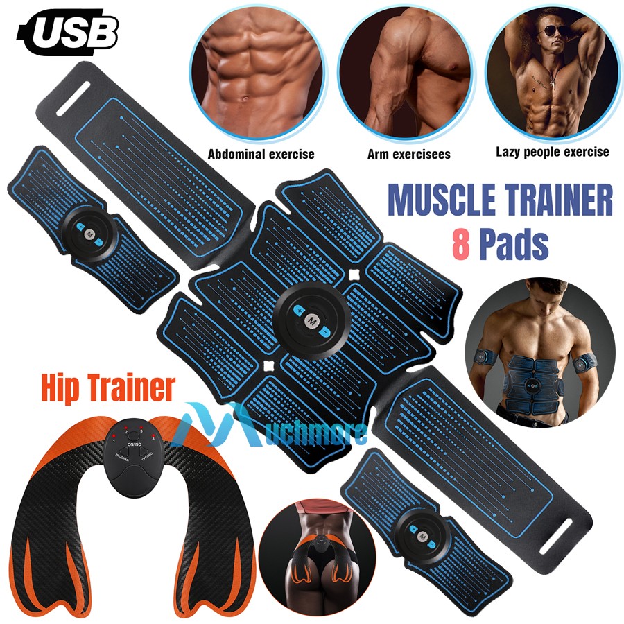 EMS Muscle Stimulator Toner ABS Abdominal Hip Trainer Body Fitness Massager USB