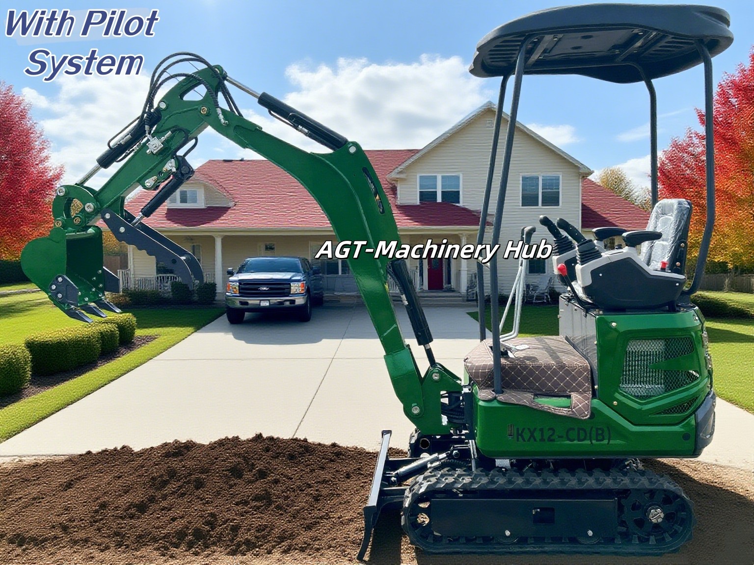 CA PICK PILOT SYSTEM 13.5 HP AGT MINI 1 TON EXCAVATOR HYDRAULIC THUMB B&S ENGINE