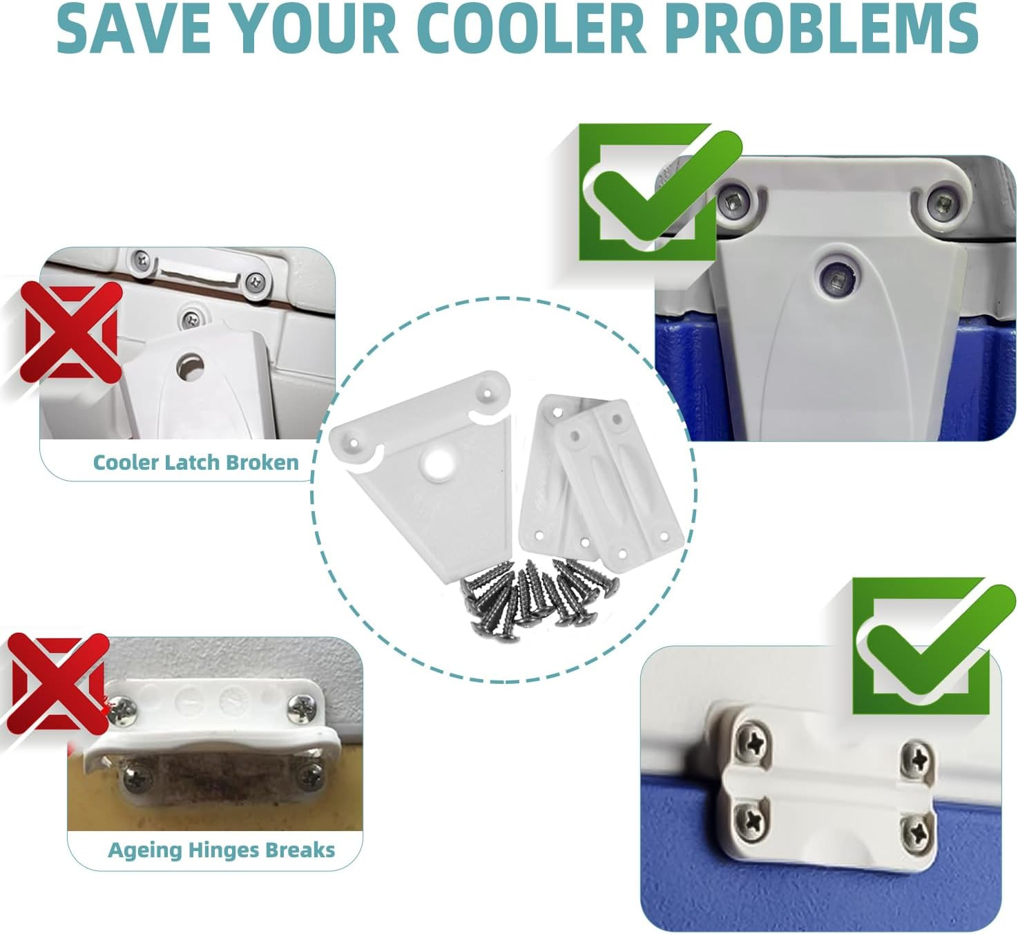 Cooler Hinge and Latch Replacement Kit for Igloo,Repair and Replace Cooler Compo