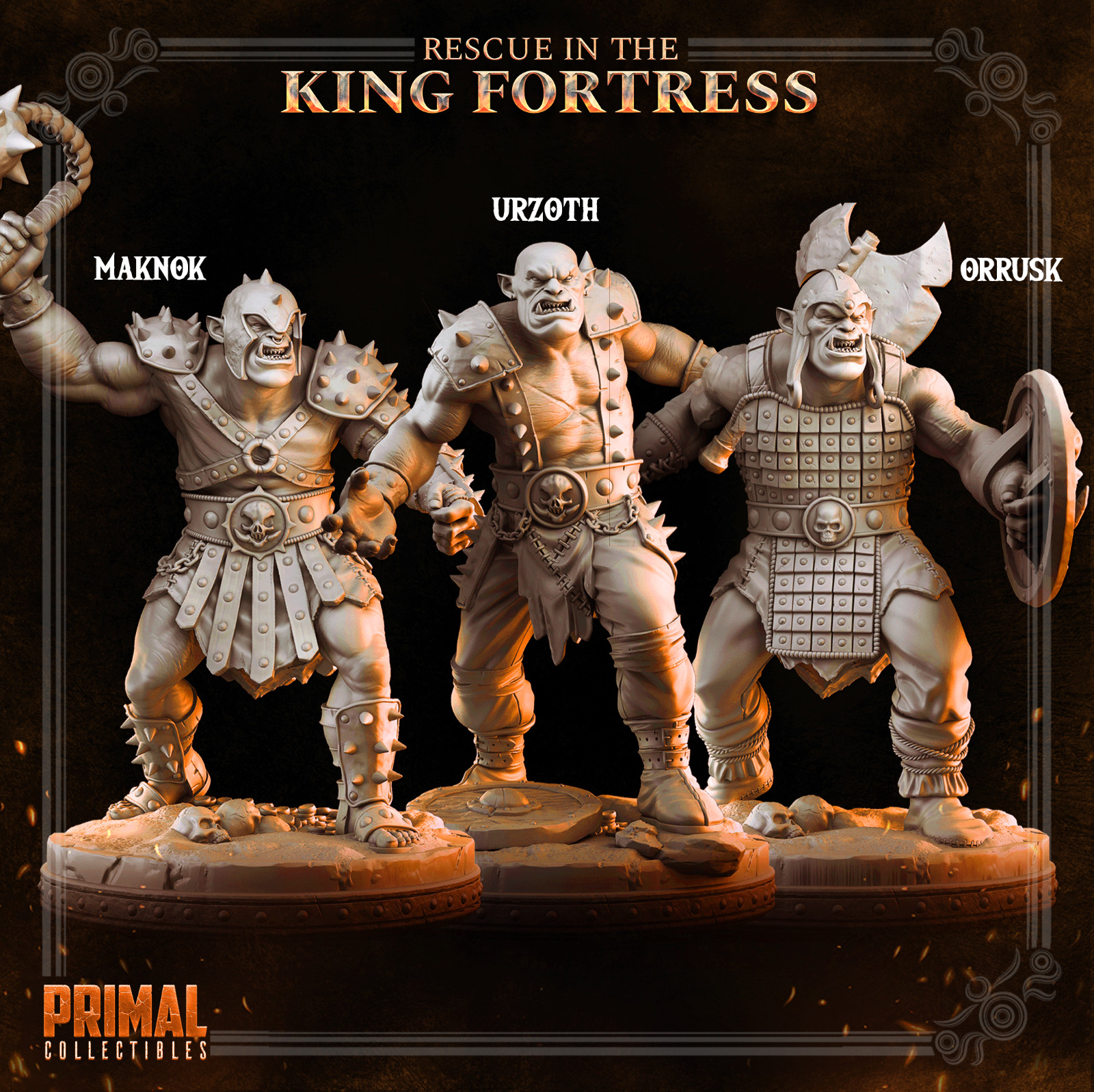 Dnd Primal Collectibles Orc Set Mini x3 32mm TTRPG