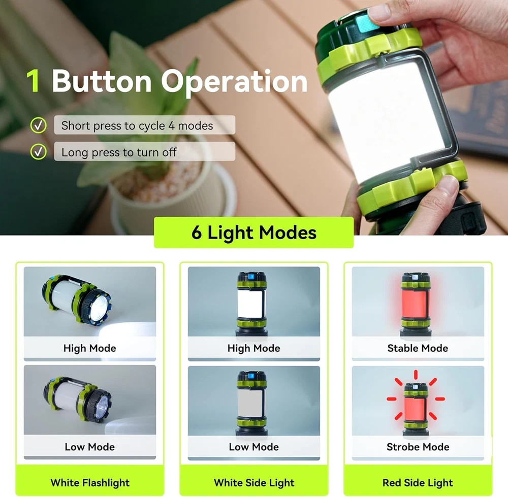 AlpsWolf Camping Flashlight, 6 Modes Camping Lantern Rechargeable LED Lantern fo