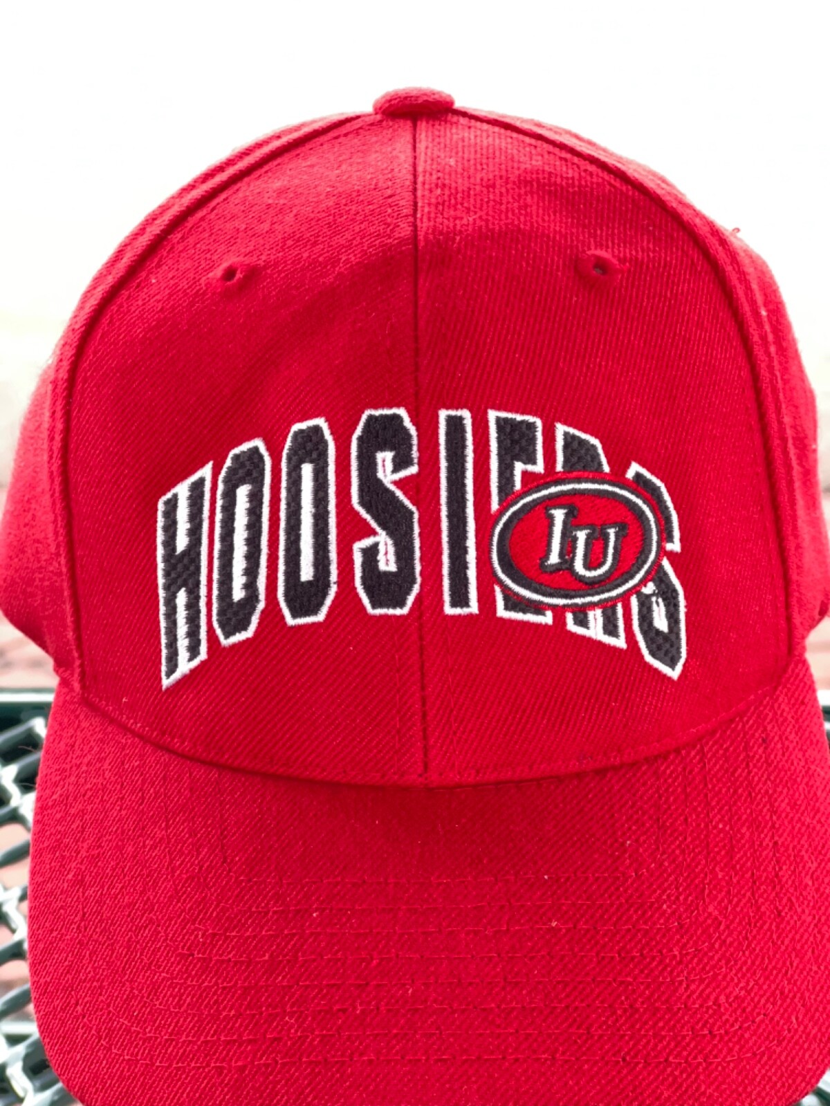 Indiana University Hoosiers Red with white Black Accents Hat Cap Hook Loop EUC