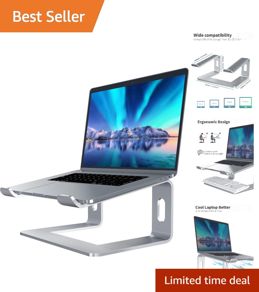 Compact Ergonomic Laptop Elevator in Elegant Silver - Quick Assembly & Stability
