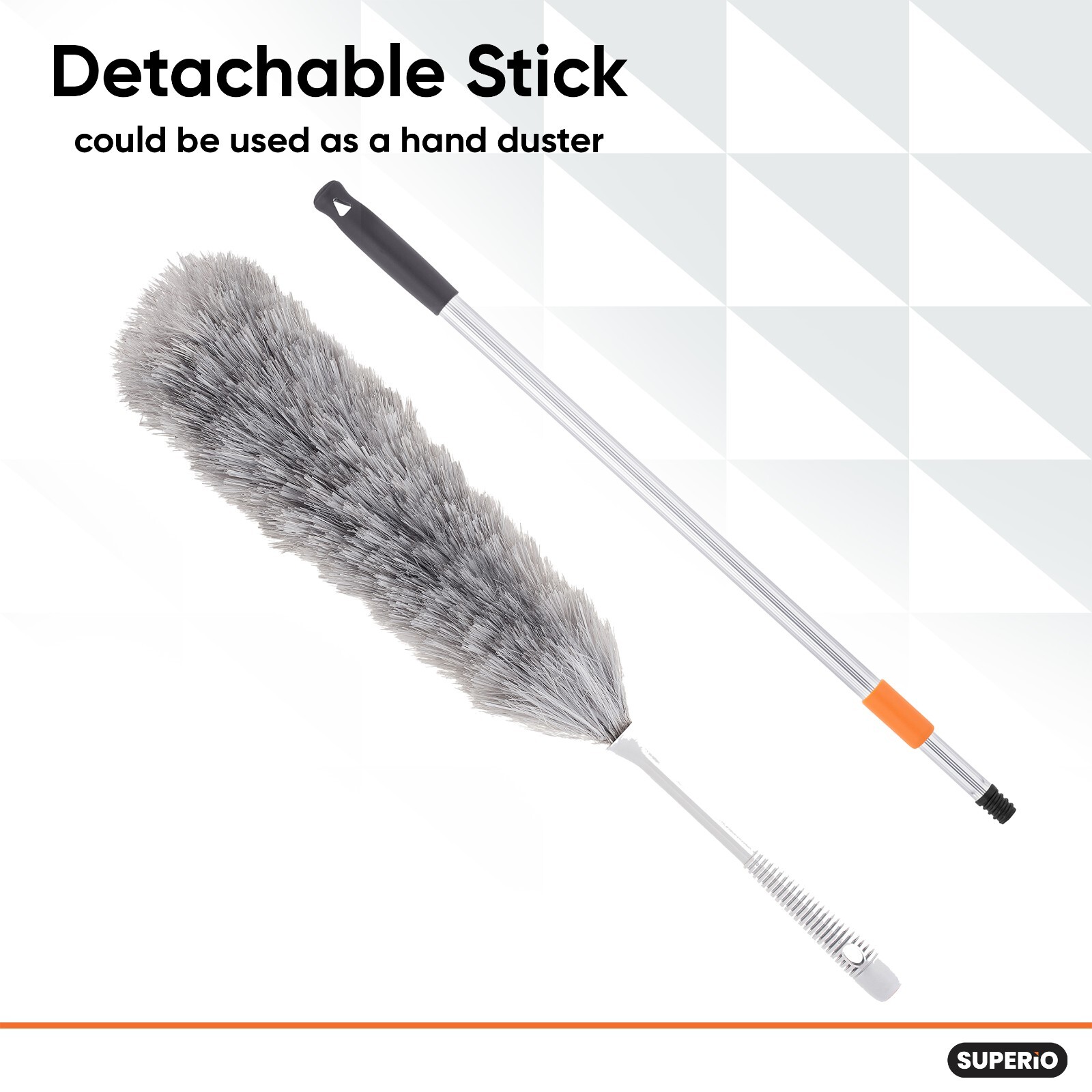 Superio Grey Duster with Aluminum Detachable Telescopic Handle