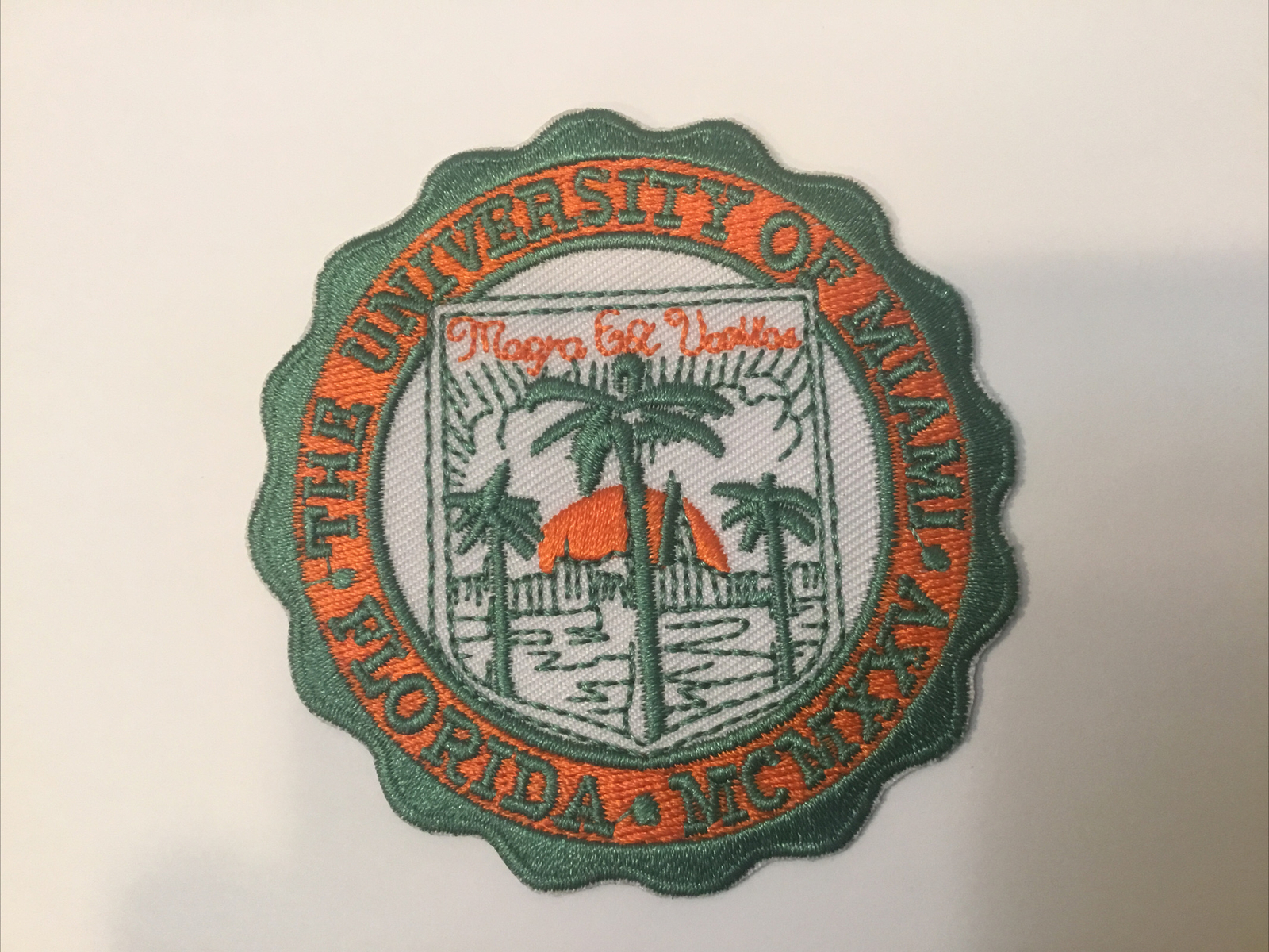 University of Miami hurricanes Vintage Embroidered Iron On Patch 3" X 3 A1 Grade