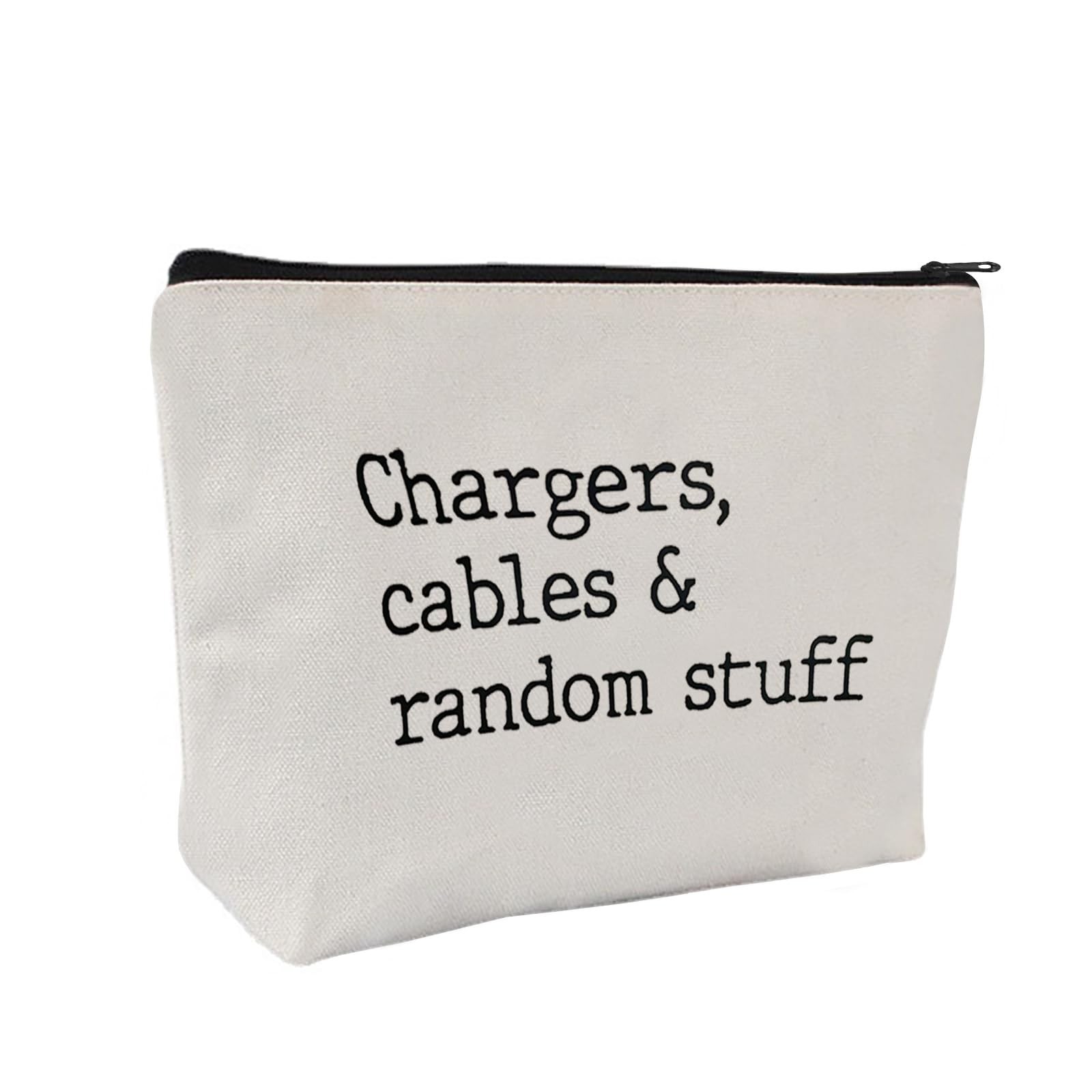 Plugs Cables & Chargers - Makeup Bag for Women Travel - Zipper Cosmetic Stora...