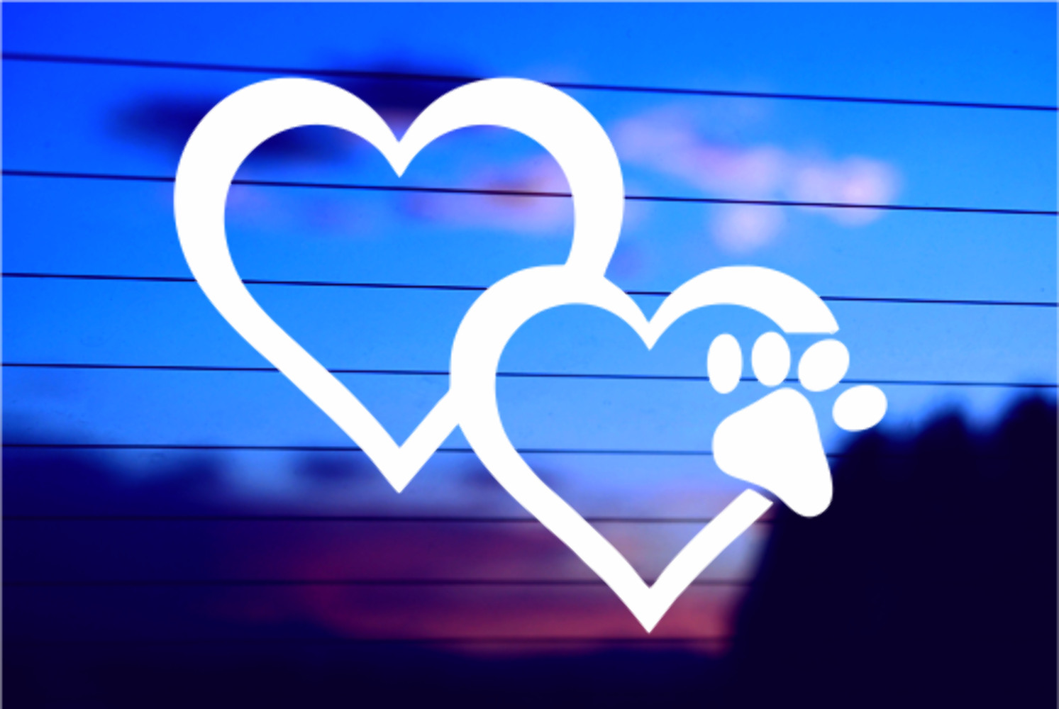 Double Heart Paw Print Vinyl Car & Laptop Decal