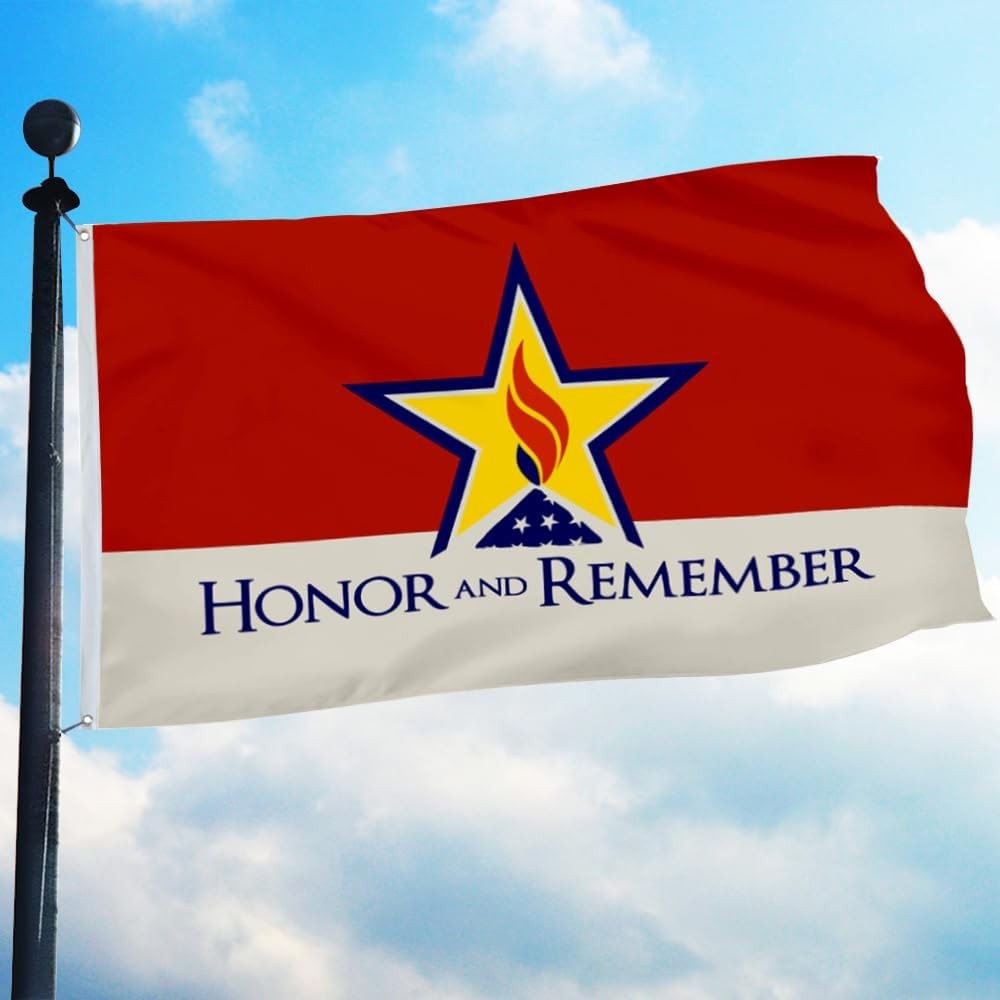 3ply Double Sided - Honor and Remember Flags Banner for 3x5ft, Blue/White