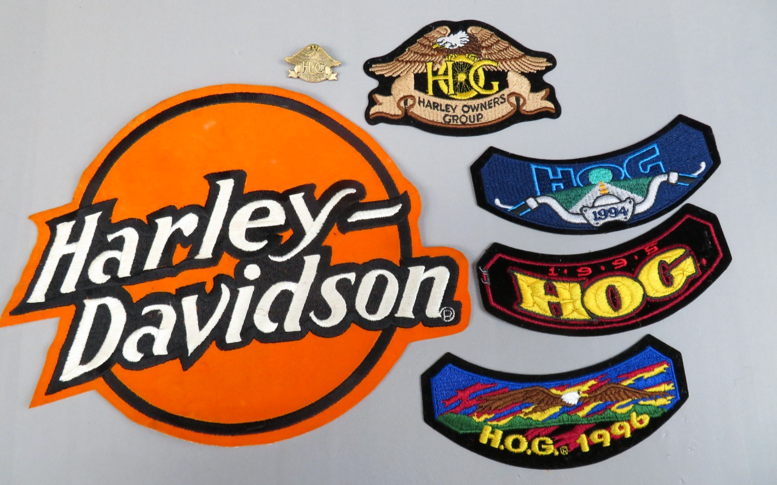 Harley Davidson Patch And Pin Lot Large Orange Harley Owners Group HOG