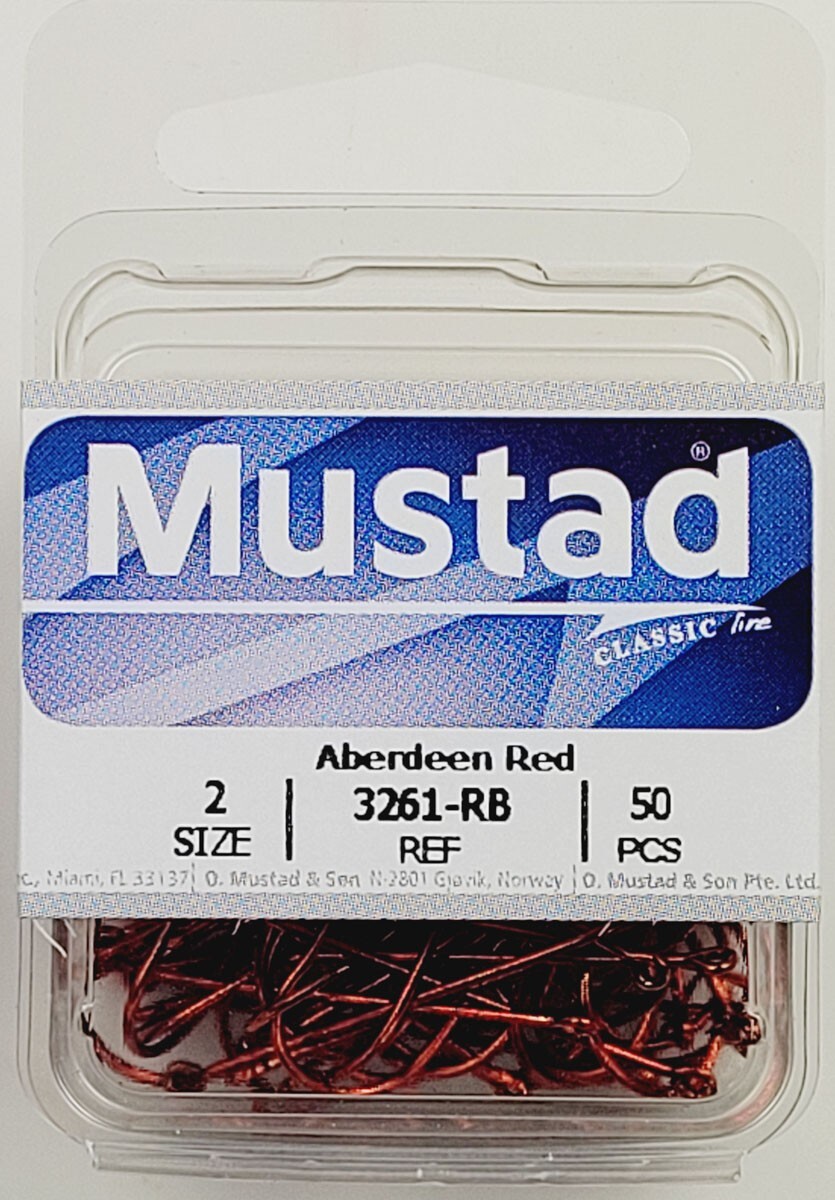Mustad Hooks 3261-RB-2-50 RED Aberdeen Trout Panfish Bass Worm Cricket Hook