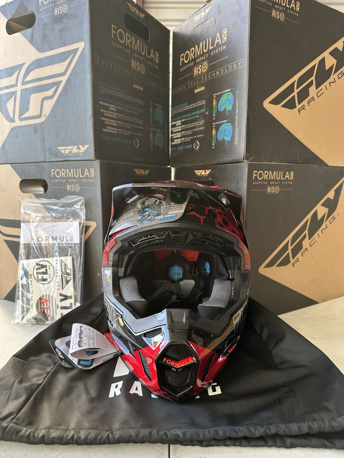 Fly Racing Formula CC TEKTONIC Helmet PN:73-4331S Size:Sm Black/Red/Orange New